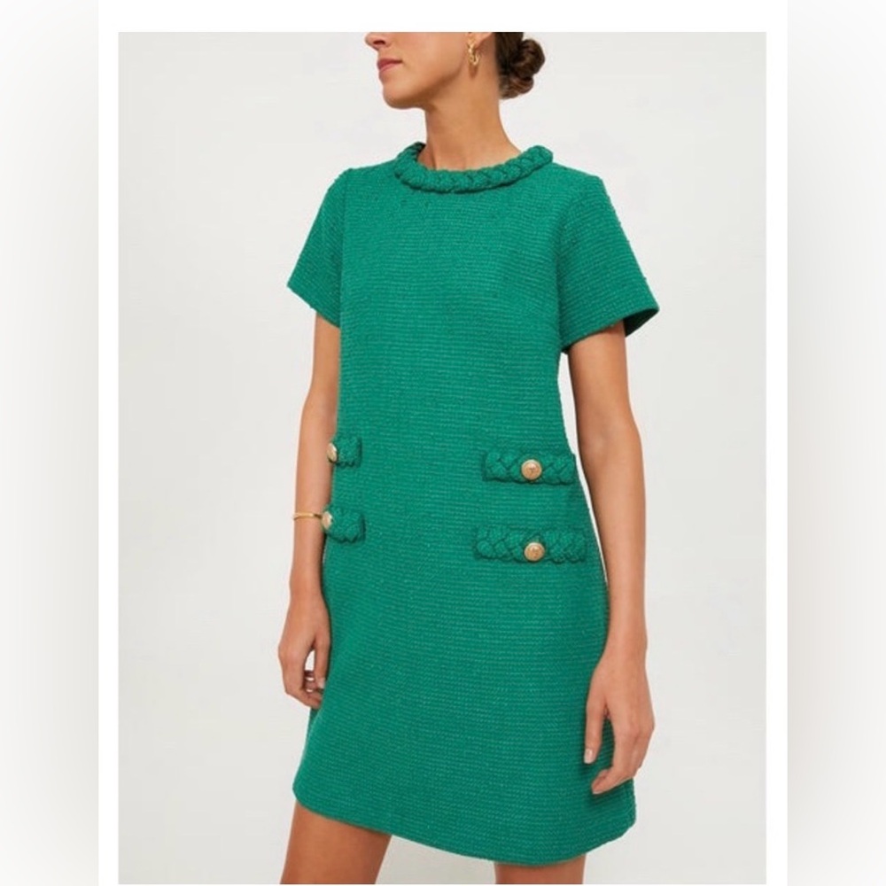 NWT Tuckernuck Emerald Green Tweed Jackie Dress NWT